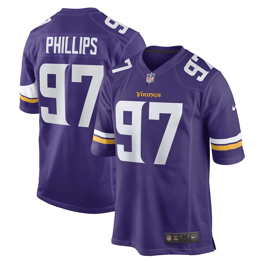 Maillot de joueur jeu Nike Harrison Phillips violet Minnesota Vikings pour hommes