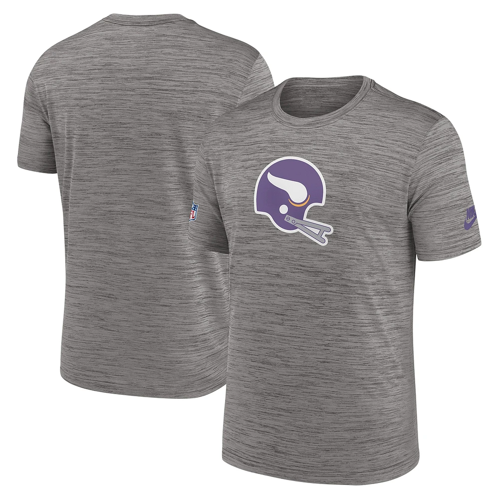 T-shirt pour homme Nike Heather Charcoal Minnesota Vikings Classic Sideline Performance