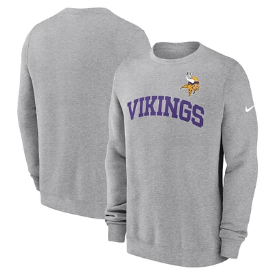 Sweat-shirt à capuche Nike gris chiné Minnesota Vikings Club pour homme