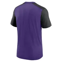 T-shirt avec nom de l'équipe des Minnesota Vikings à blocs couleurs Nike pour homme violet chiné/noir chiné