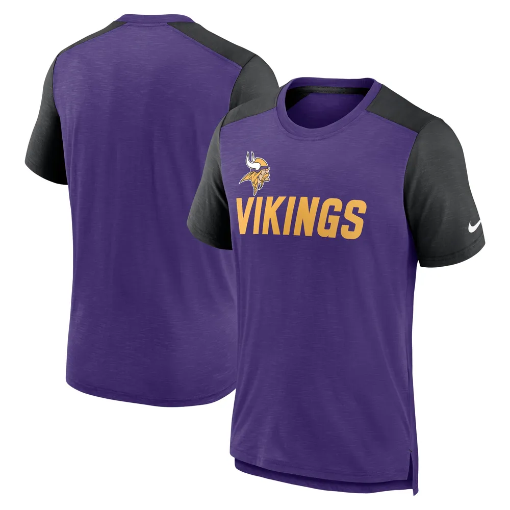 T-shirt avec nom de l'équipe des Minnesota Vikings à blocs couleurs Nike pour homme violet chiné/noir chiné