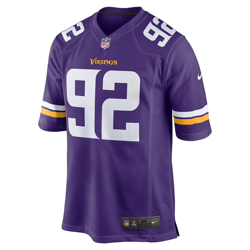 Maillot Nike James Lynch pour homme, violet, joueur de jeu des Vikings du Minnesota