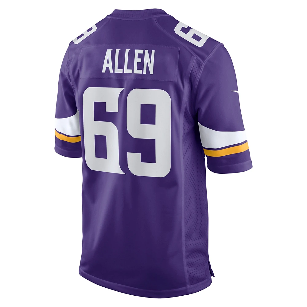 Maillot de match joueur à la retraite Nike Jared Allen Minnesota Vikings pour homme pourpre