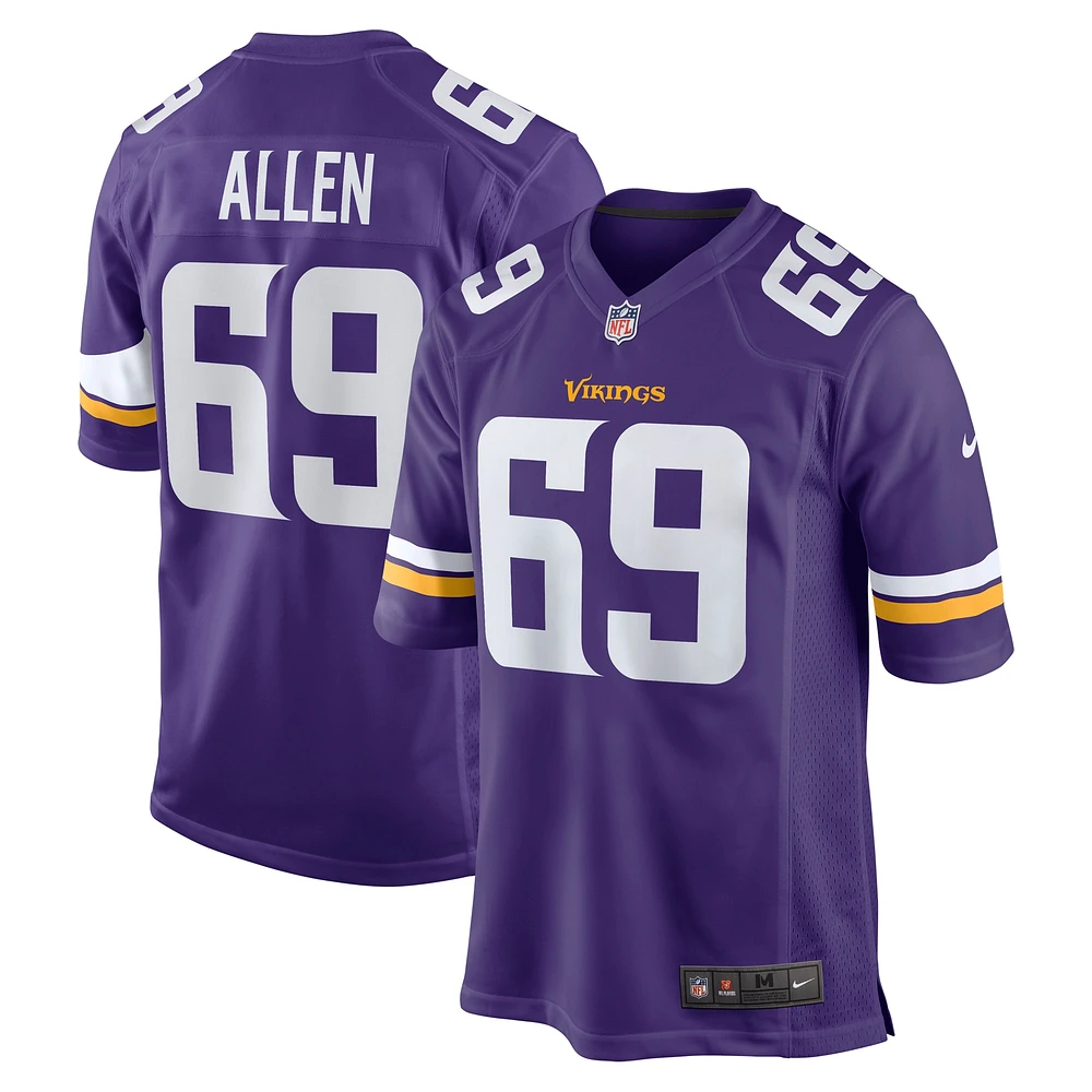 Maillot de match joueur à la retraite Nike Jared Allen Minnesota Vikings pour homme pourpre