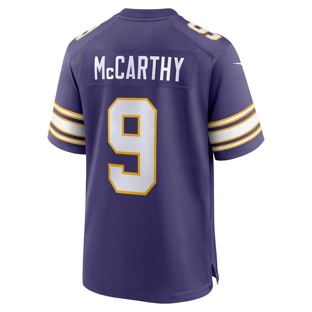 Maillot de match deuxième joueur remplaçant pour homme Nike J.J. McCarthy des Minnesota Vikings violet