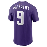 Men's Nike J.J. McCarthy Purple Minnesota Vikings  Name & Number T-Shirt