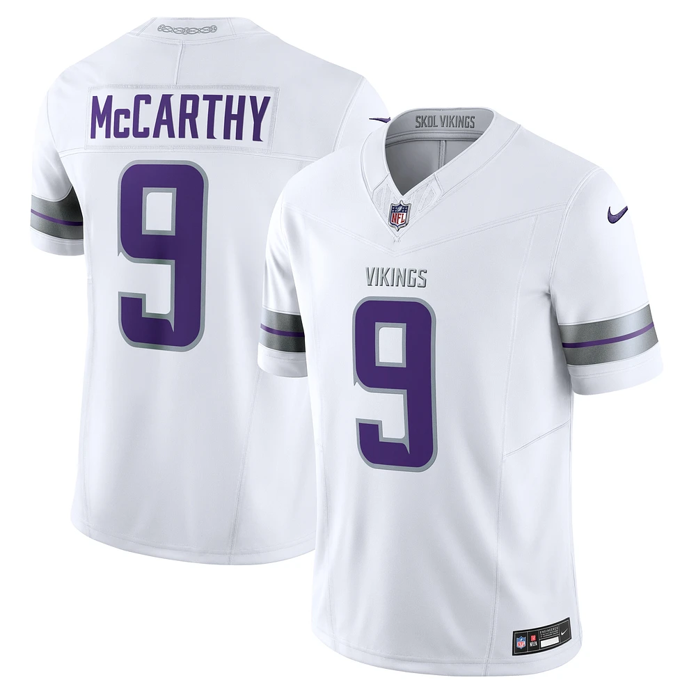 Maillot Nike J.J. McCarthy blanc pour homme des Minnesota Vikings Vapor F.U.S.E. Limited