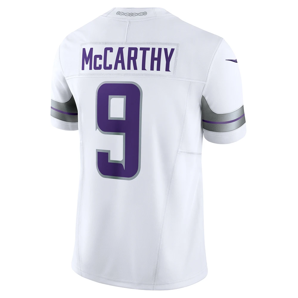 Maillot Nike J.J. McCarthy blanc pour homme des Minnesota Vikings Vapor F.U.S.E. Limited