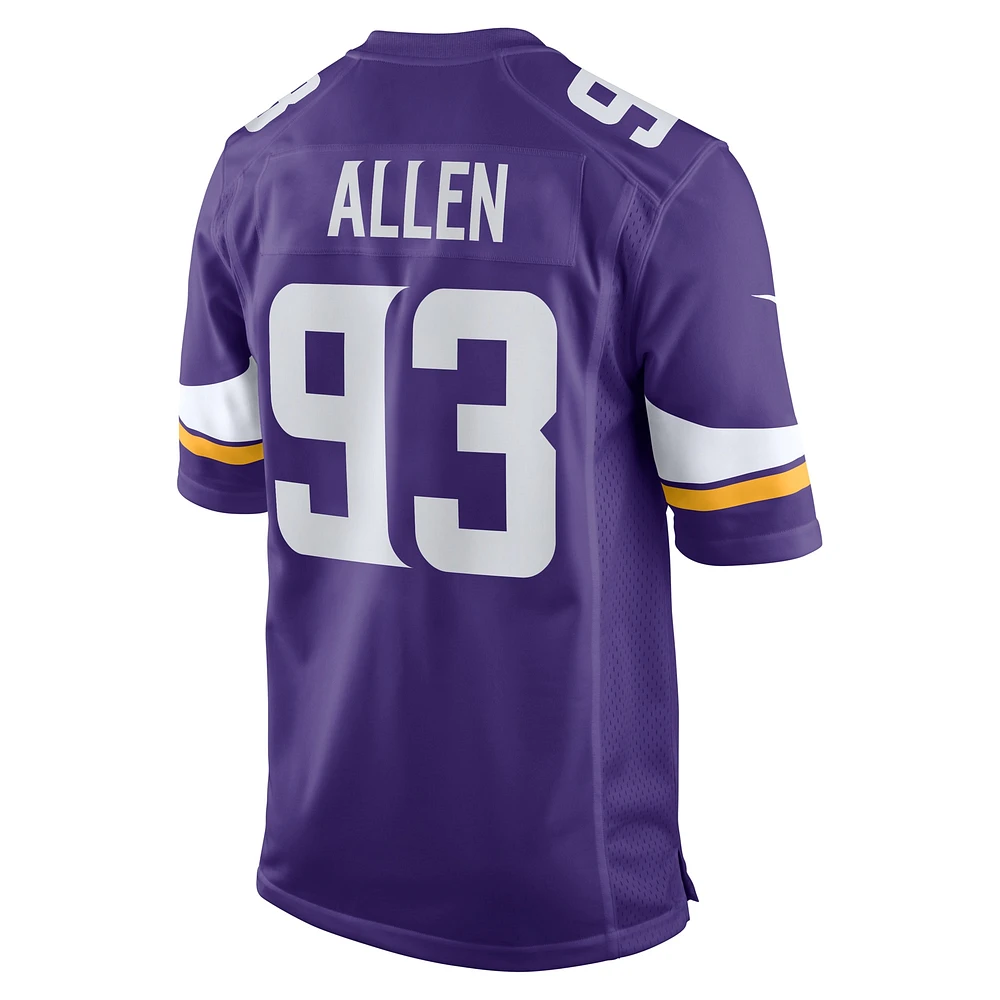 Maillot Nike Jonathan Allen violet pour homme des Vikings du Minnesota