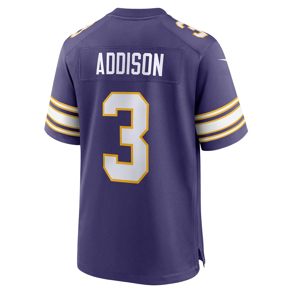 Nike Jordan Addison Violet Minnesota Vikings Classic Player Game Jersey pour homme