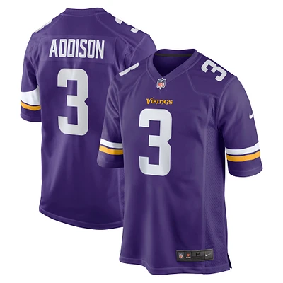 Maillot de match Nike Jordan Addison violet pour homme des Minnesota Vikings