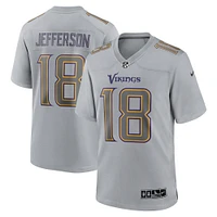 maillot Nike Justin Jefferson pour hommes, gris, Minnesota Vikings Atmosphere Fashion Game,