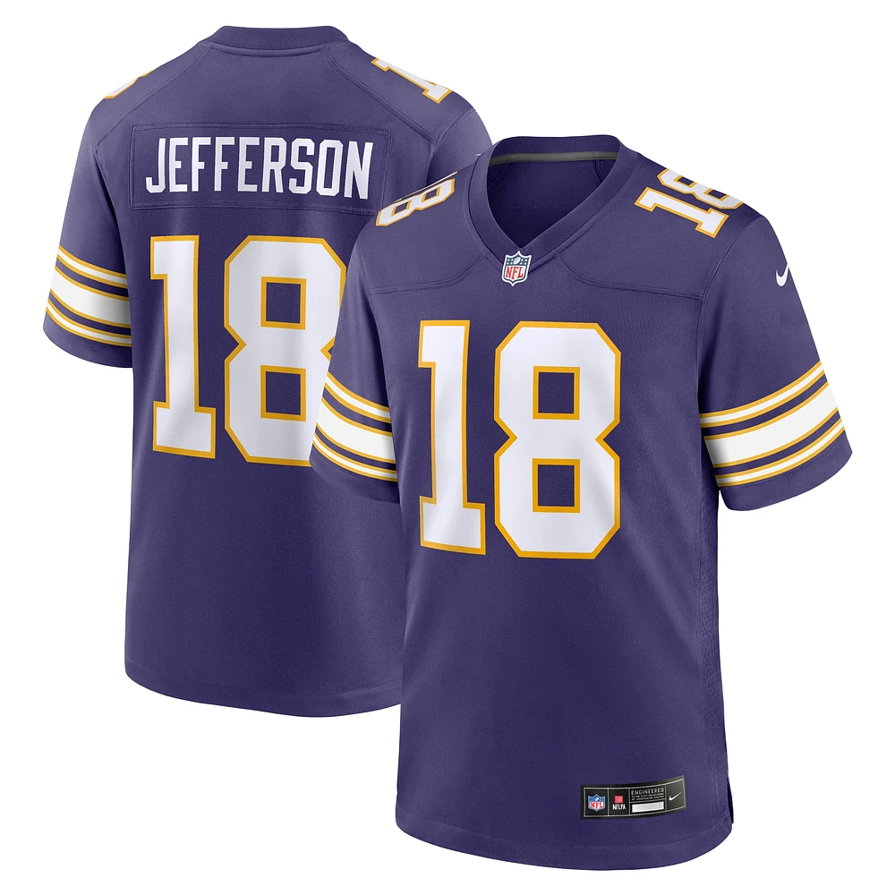 Maillot de jeu joueur classique Nike Justin Jefferson violet Minnesota Vikings pour hommes