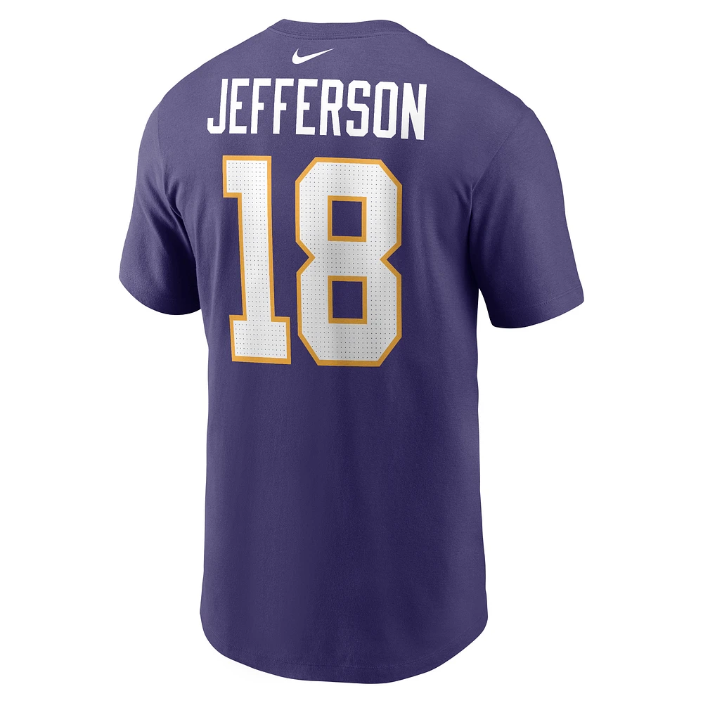 T-shirt Nike Justin Jefferson violet Minnesota Vikings classique avec nom et numéro de joueur pour homme