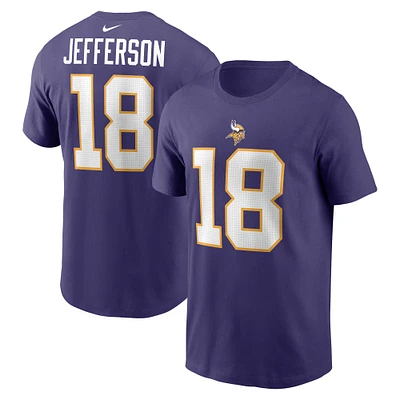 T-shirt Nike Justin Jefferson violet Minnesota Vikings classique avec nom et numéro de joueur pour homme