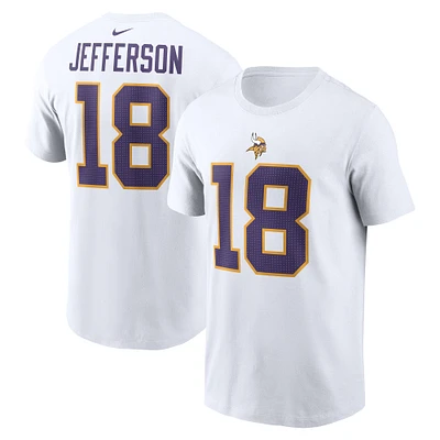 T-shirt Nike Justin Jefferson pour homme avec nom et numéro des Minnesota Vikings blanc