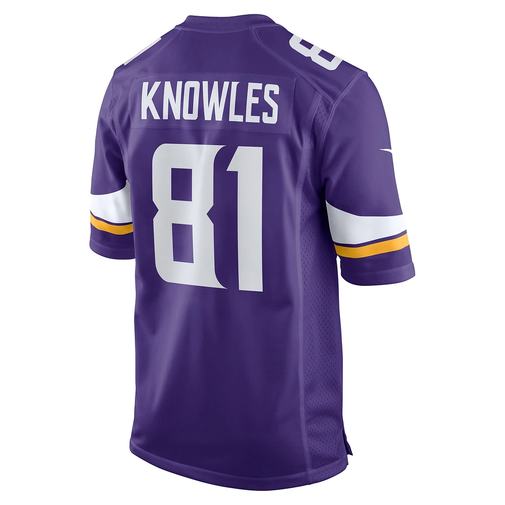 Maillot de match l'équipe Nike Malik Knowles pour homme des Vikings du Minnesota, violet