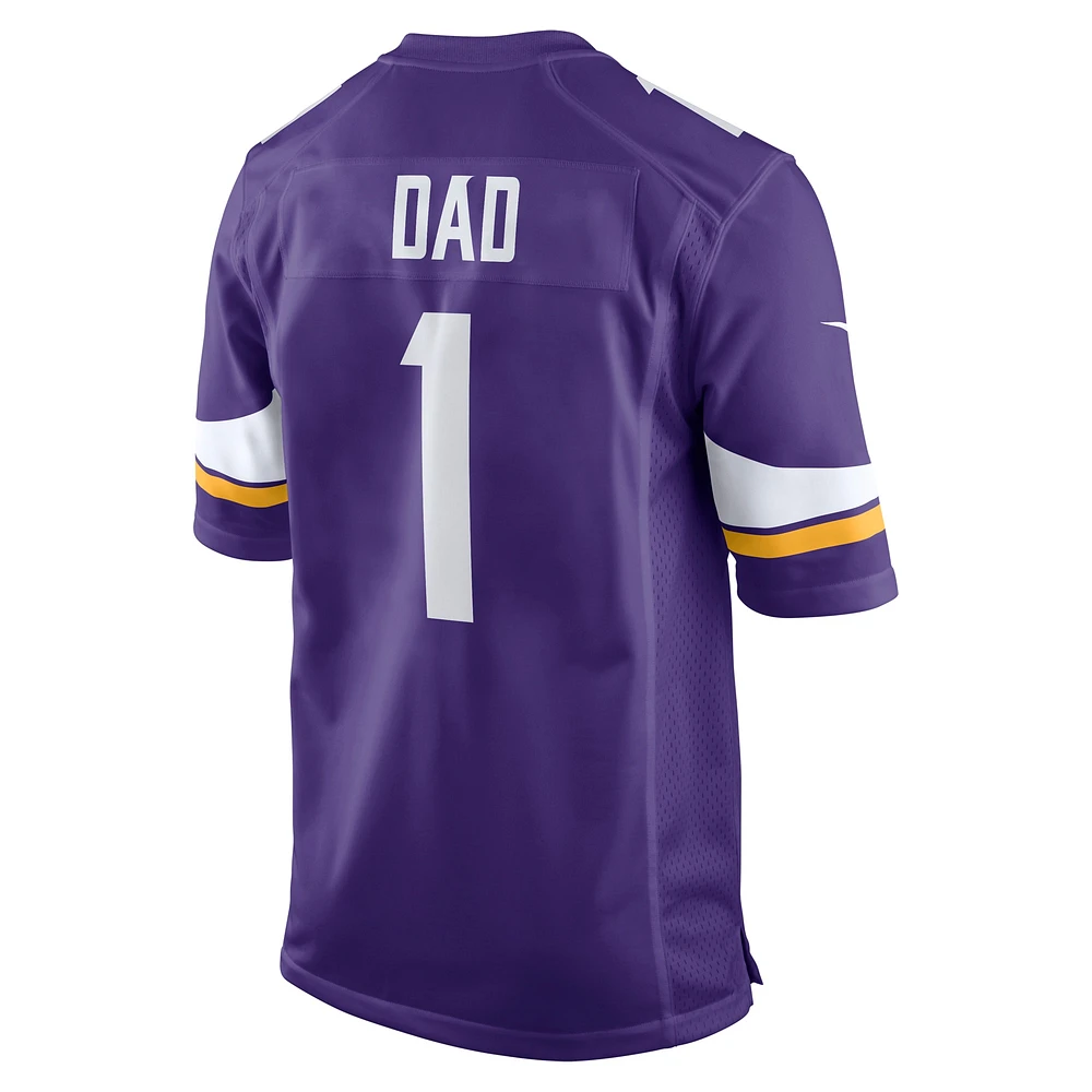 Men's Nike Number 1 Dad Purple Minnesota Vikings Game Jersey