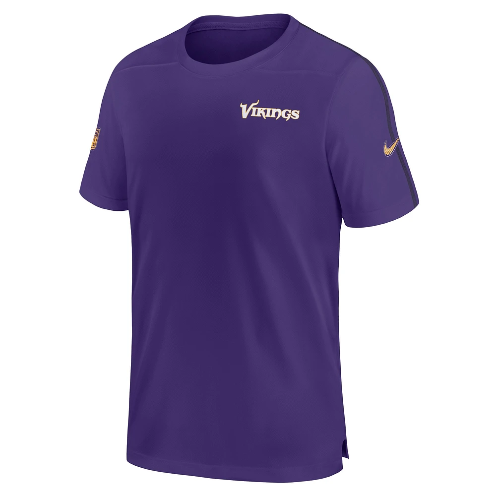 T-shirt Nike violet Minnesota Vikings 2024 Sideline Coach UV Performance pour homme