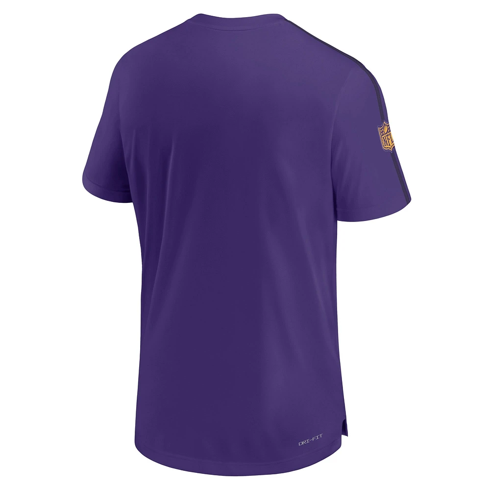 T-shirt Nike violet Minnesota Vikings 2024 Sideline Coach UV Performance pour homme