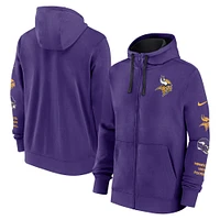 Veste à capuche entièrement zippée Nike violette Minnesota Vikings Club pour homme