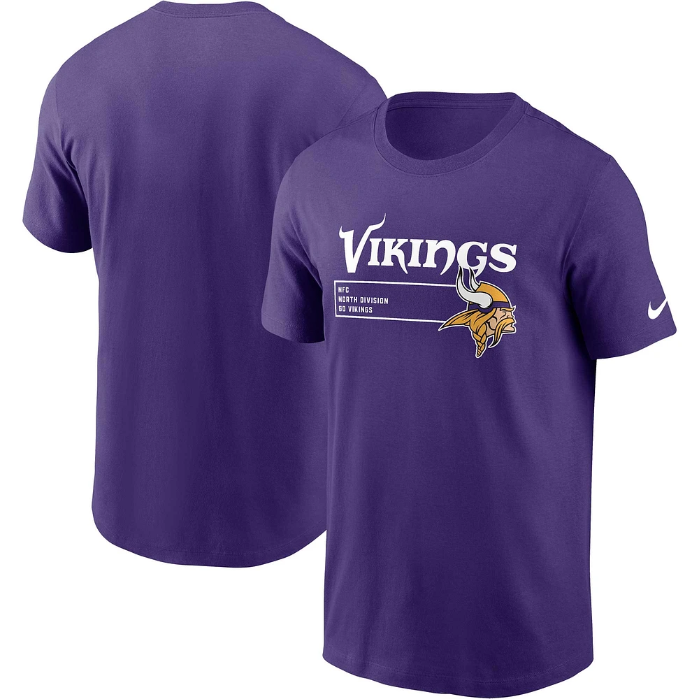 T-shirt essentiel Nike Minnesota Vikings Division pour homme, violet