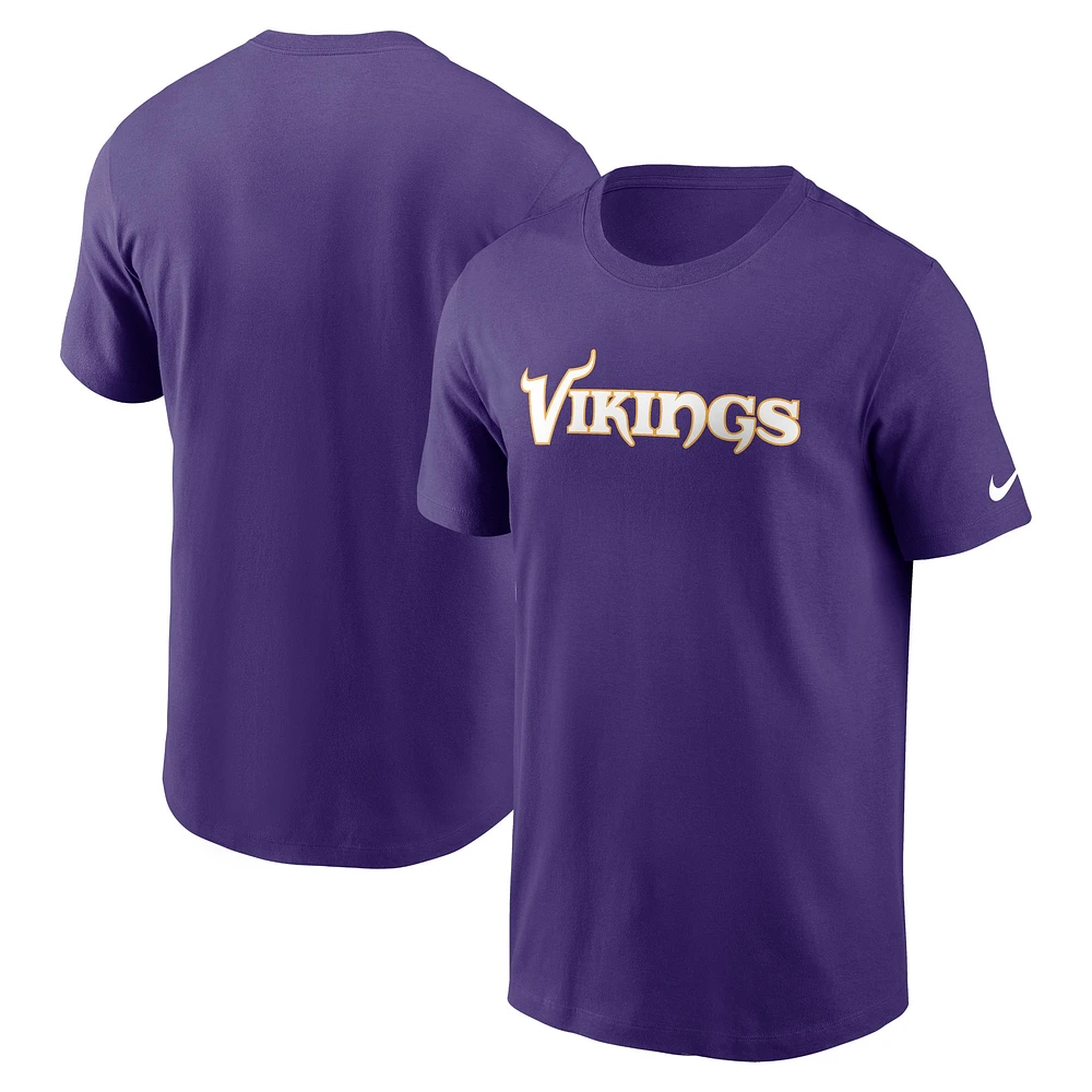 T-shirt essentiel Nike violet Minnesota Vikings Primetime Wordmark pour hommes