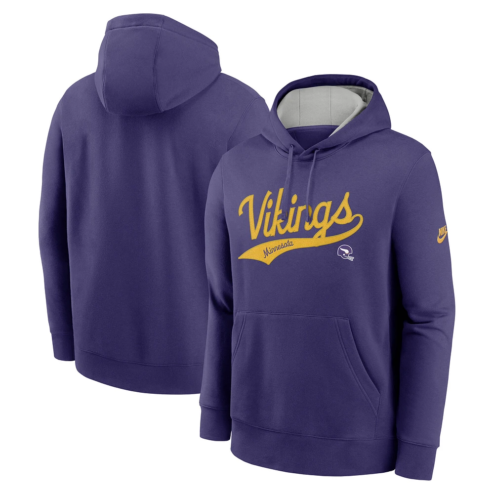 Men's Nike Purple Minnesota Vikings Rewind Club Logo Pullover Hoodie