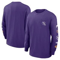 T-shirt à manches longues Nike violet Minnesota Vikings Rewind Heavy Max 90 poches pour hommes