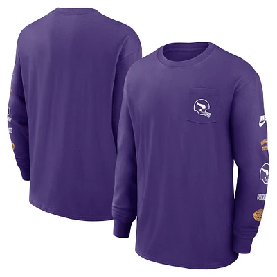 Men's Nike Purple Minnesota Vikings Rewind Heavy Max90 Pocket Long Sleeve T-Shirt