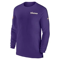 T-shirt à manches longues Nike violet Minnesota Vikings Sideline Coach UV Performance pour hommes