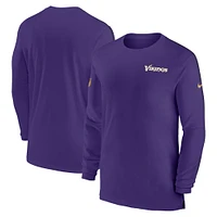 T-shirt à manches longues Nike violet Minnesota Vikings Sideline Coach UV Performance pour hommes