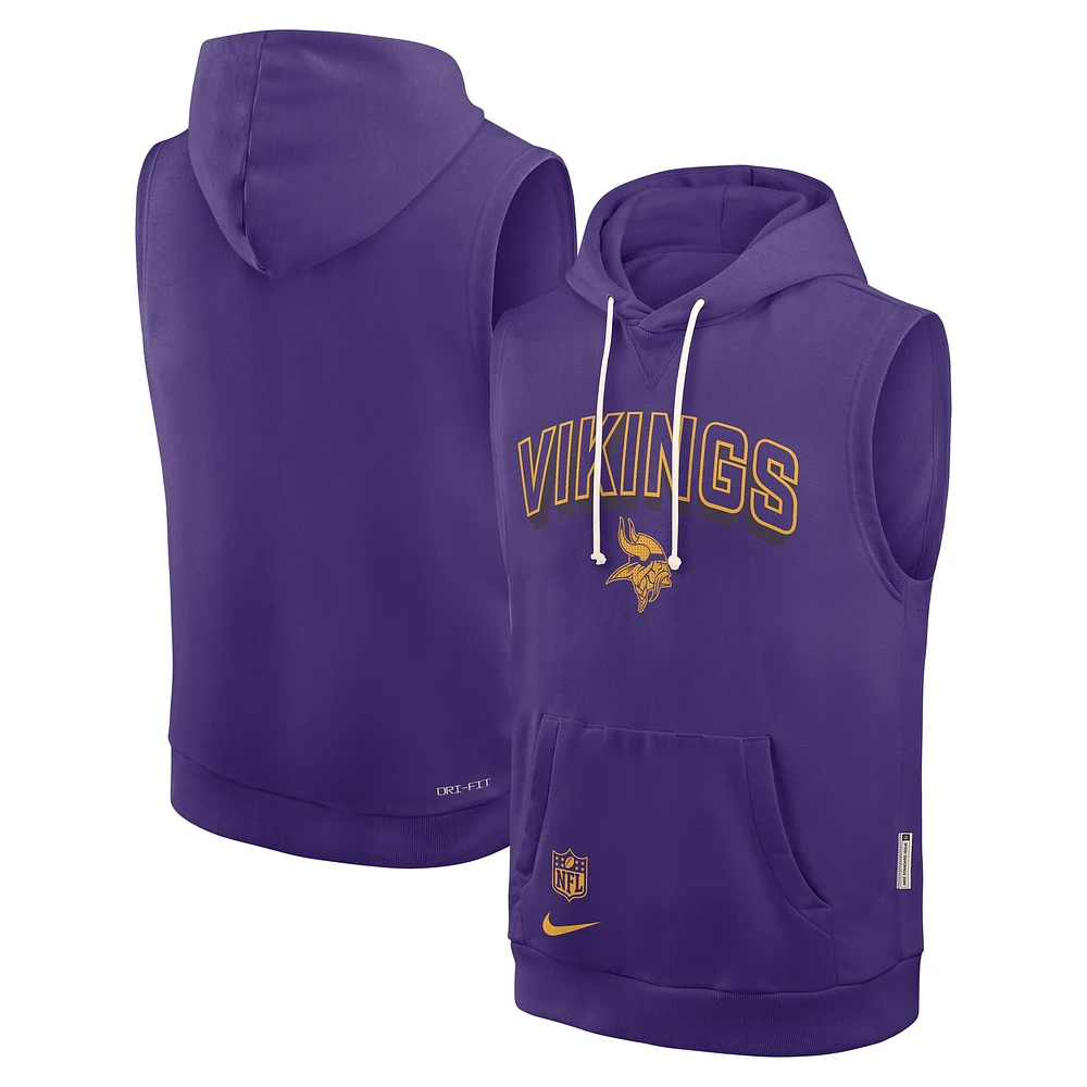 Men's Nike Purple Minnesota Vikings Sideline Performance Sleeveless Pullover Hoodie