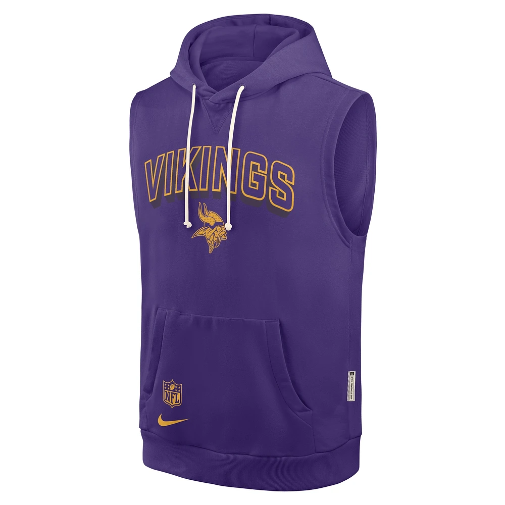 Men's Nike Purple Minnesota Vikings Sideline Performance Sleeveless Pullover Hoodie