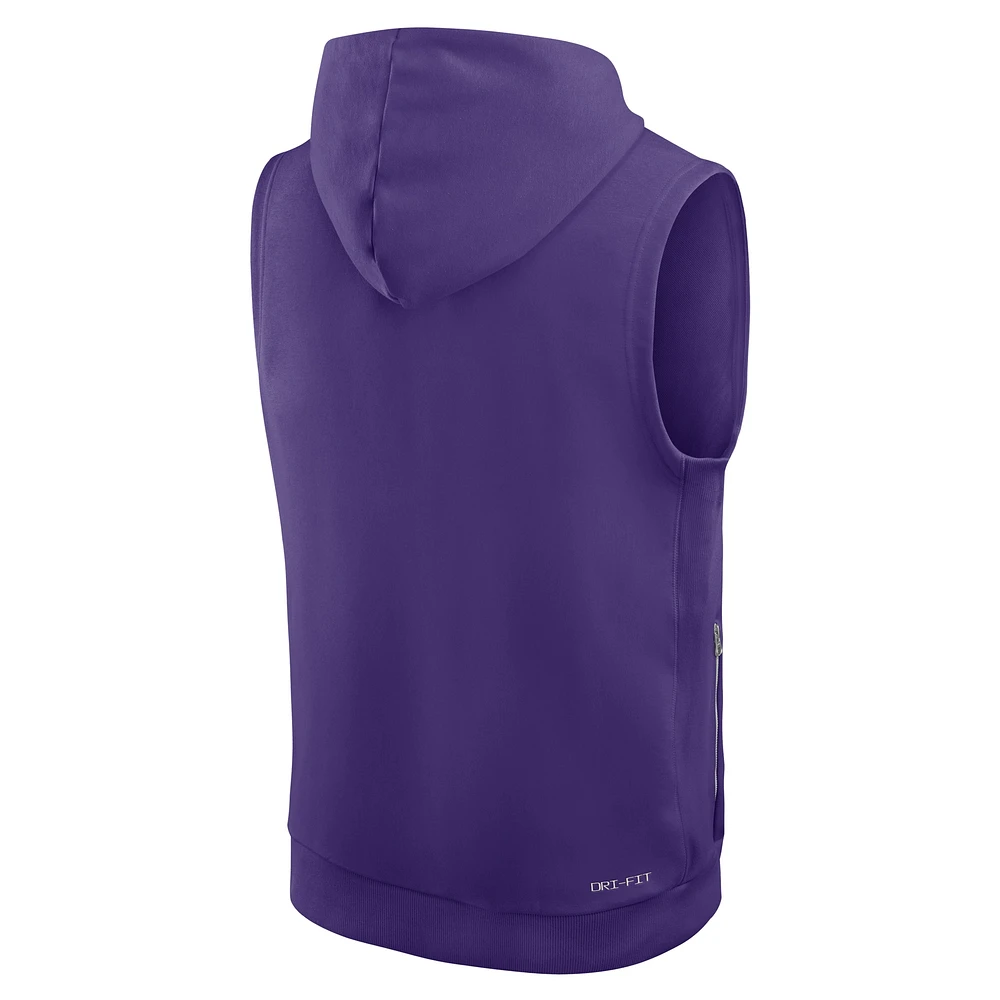 Men's Nike Purple Minnesota Vikings Sideline Performance Sleeveless Pullover Hoodie