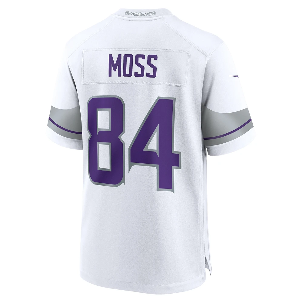 Maillot de match joueur retraité suppléant Nike Randy Moss pour hommes, blanc, Minnesota Vikings