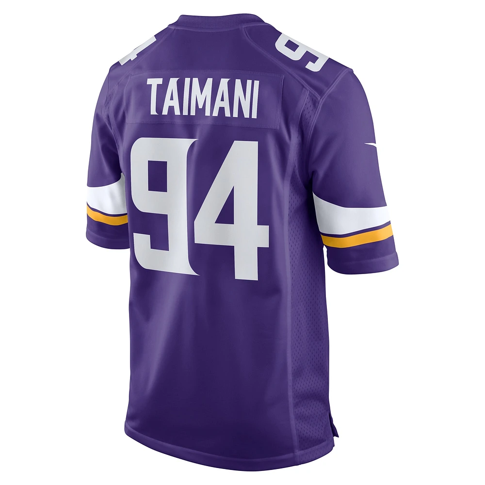 Men's Nike Taki Taimani  Purple Minnesota Vikings Game Jersey