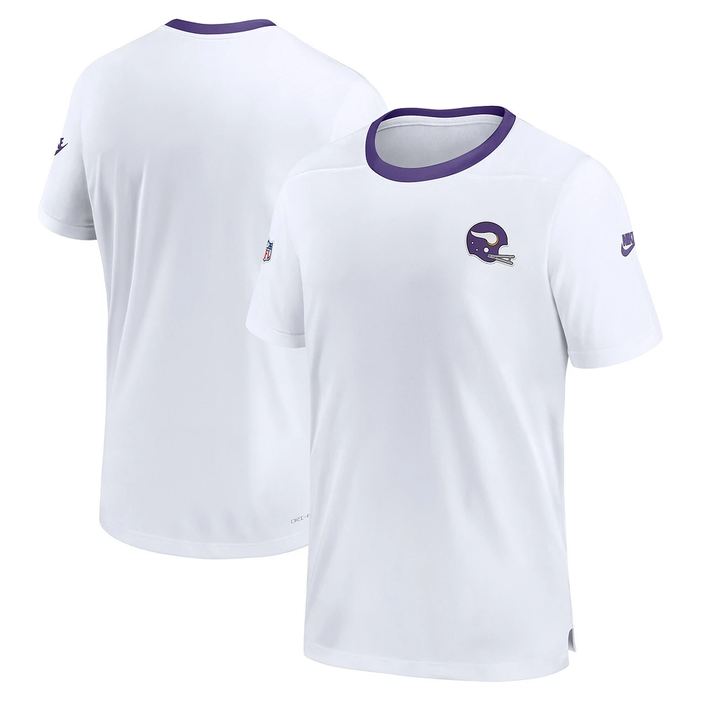 T-shirt Nike pour hommes, blanc, Minnesota Vikings, Classic Coach Performance