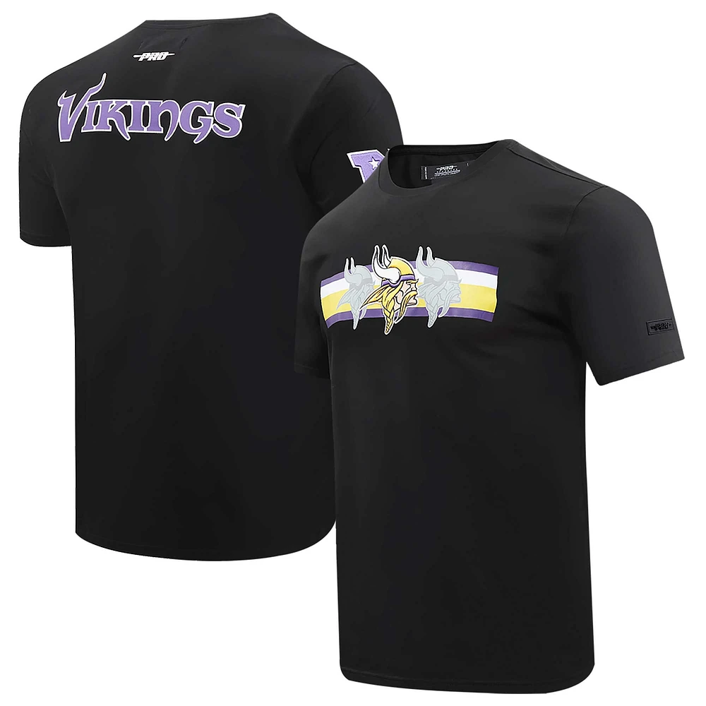 Men's Pro Standard Black Minnesota Vikings Retro Striper T-Shirt