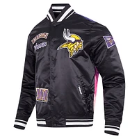 Veste à boutons-pression en satin sublimé Pro Standard noire Minnesota Vikings pour homme