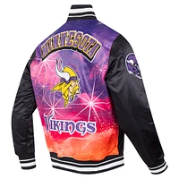 Men's Pro Standard Black Minnesota Vikings Sublimated Satin Full-Snap Jacket