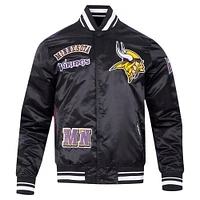 Men's Pro Standard Black Minnesota Vikings Sublimated Satin Full-Snap Jacket