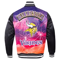 Men's Pro Standard Black Minnesota Vikings Sublimated Satin Full-Snap Jacket