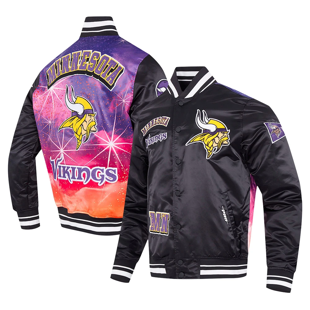 Veste à boutons-pression en satin sublimé Pro Standard noire Minnesota Vikings pour homme