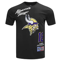 T-shirt de joueur Pro Standard Justin Jefferson noir Minnesota Vikings Fast Lane avec nom et numéro pour hommes