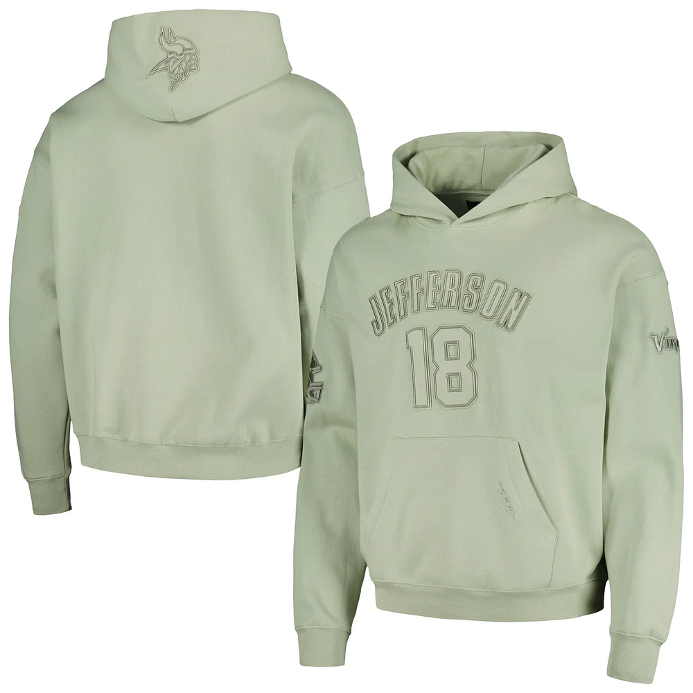 Men's Pro Standard Justin Jefferson Light Green Minnesota Vikings Player Name & Number Pullover Hoodie