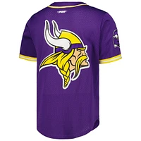 T-shirt de baseball boutonné en maille Pro Standard pour hommes Justin Jefferson violet Minnesota Vikings