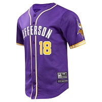 Men's Pro Standard Justin Jefferson Purple Minnesota Vikings Mesh Button-Up Baseball Jersey