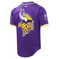 Men's Pro Standard Justin Jefferson Purple Minnesota Vikings Mesh Button-Up Baseball Jersey