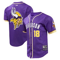 Men's Pro Standard Justin Jefferson Purple Minnesota Vikings Mesh Button-Up Baseball Jersey